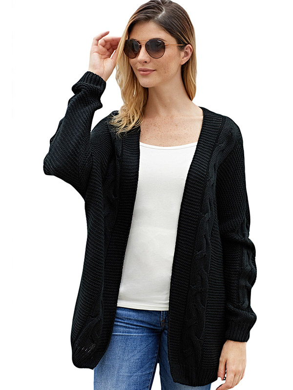 Black Oversize V-neck Midi Cardigans