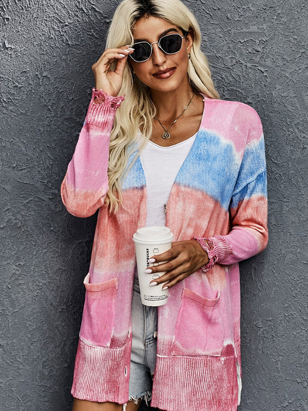 Multi-Color Side Split Oversize Boyfriend Cardigans