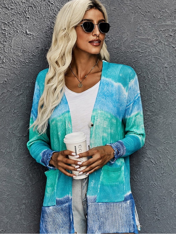 Multi-Color Side Split Oversize Boyfriend Cardigans