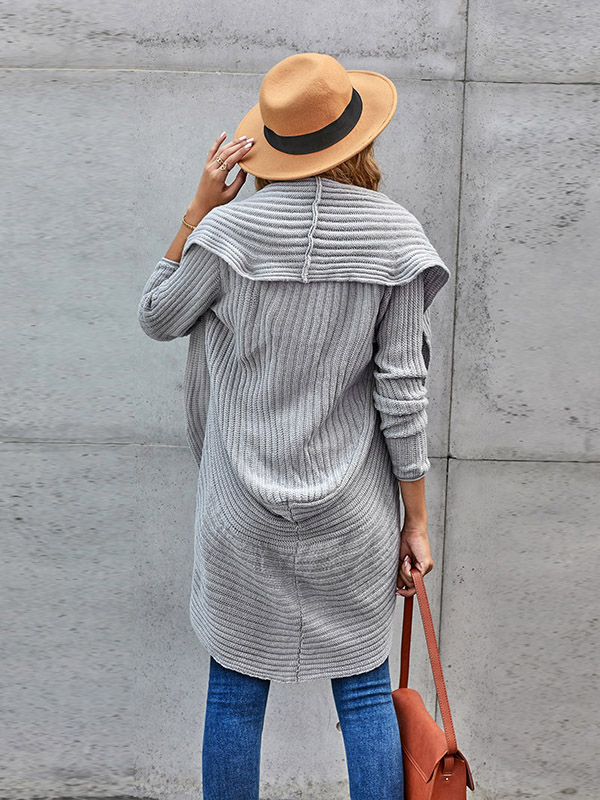 Grey Oversize Shawl Collar Knit Boyfriend Cardigans