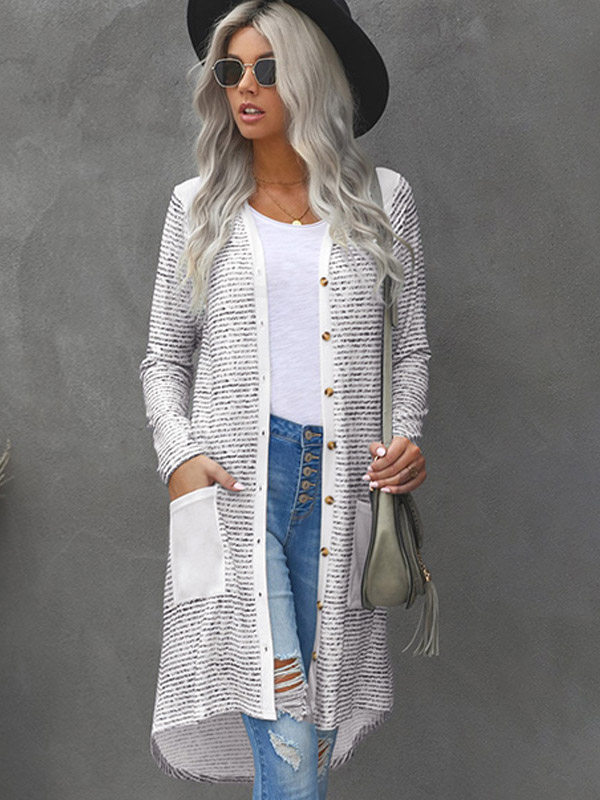 White Striped Maxi Cardigan