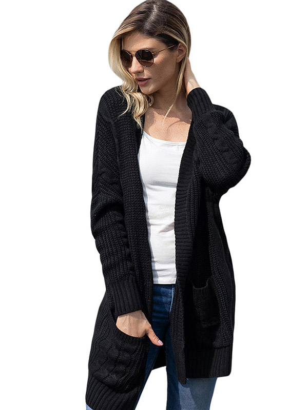 Black Cable Knit Cardigan