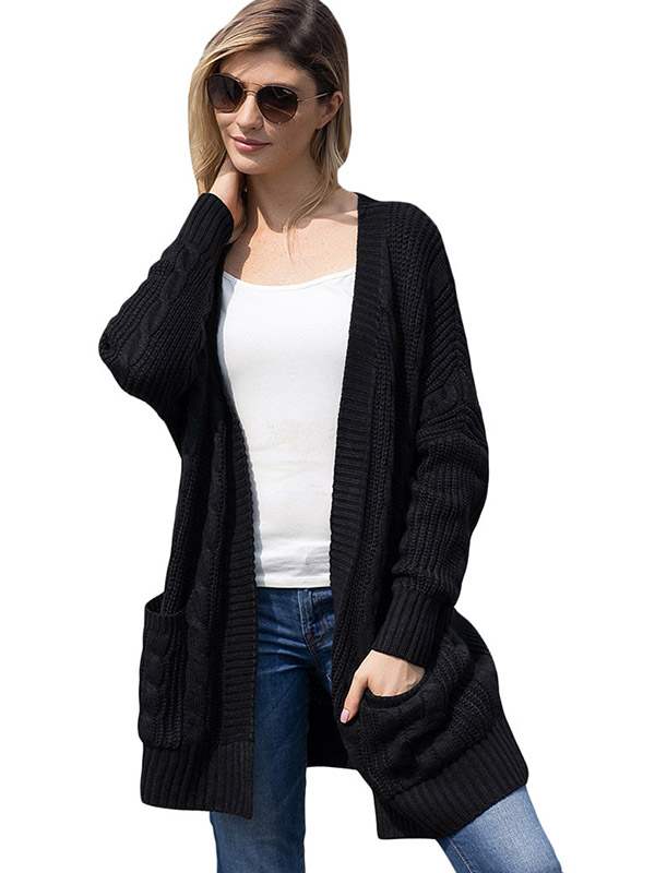 Black Cable Knit Cardigan