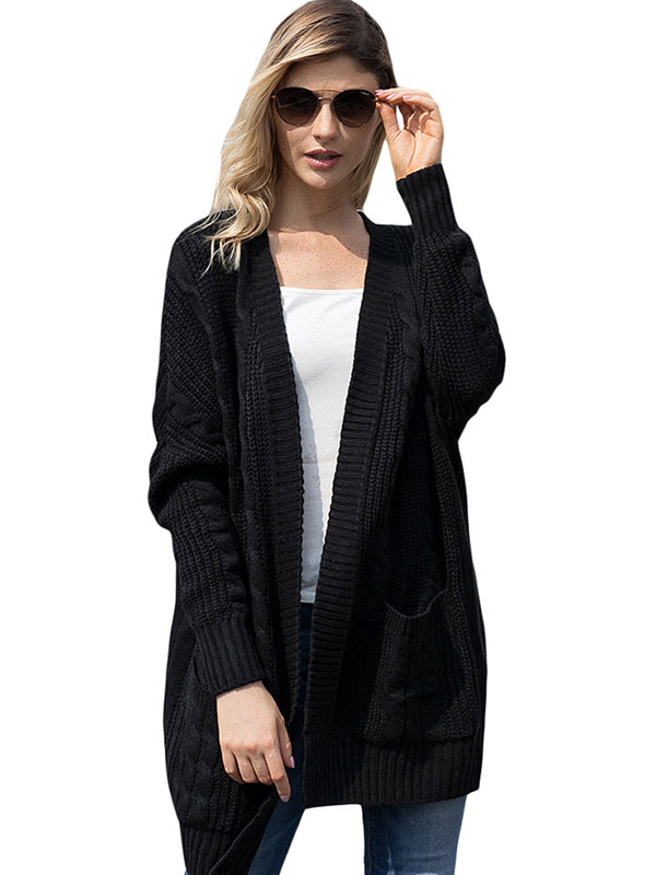 Black Cable Knit Cardigan