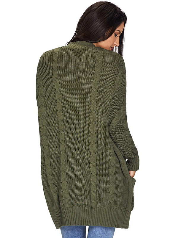 Green Cable Knit Cardigan