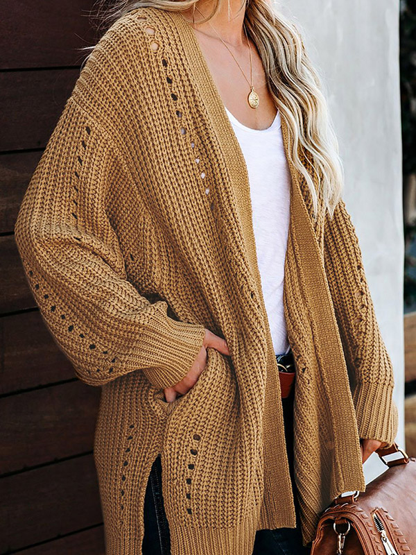 Yellow Oversize High Low Hem Cardigan