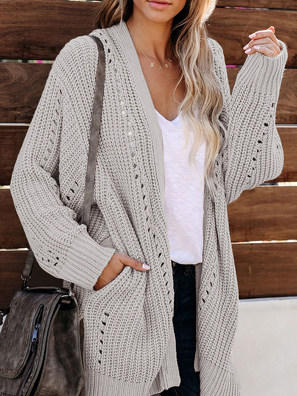 Khaki Oversize High Low Hem Cardigan