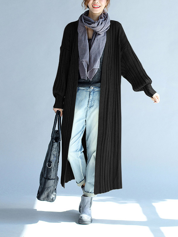 Black Maxi Knitted Cardigan