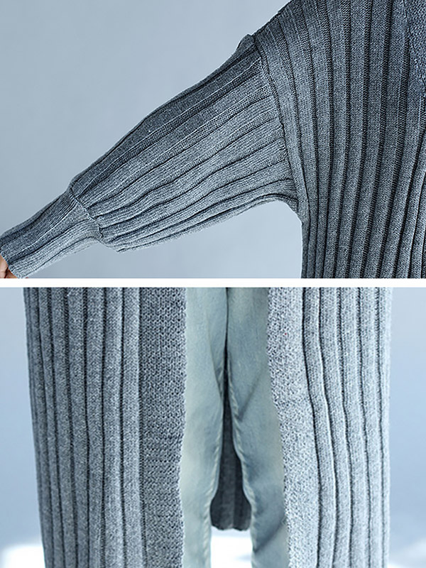 Grey Maxi Knitted Cardigan