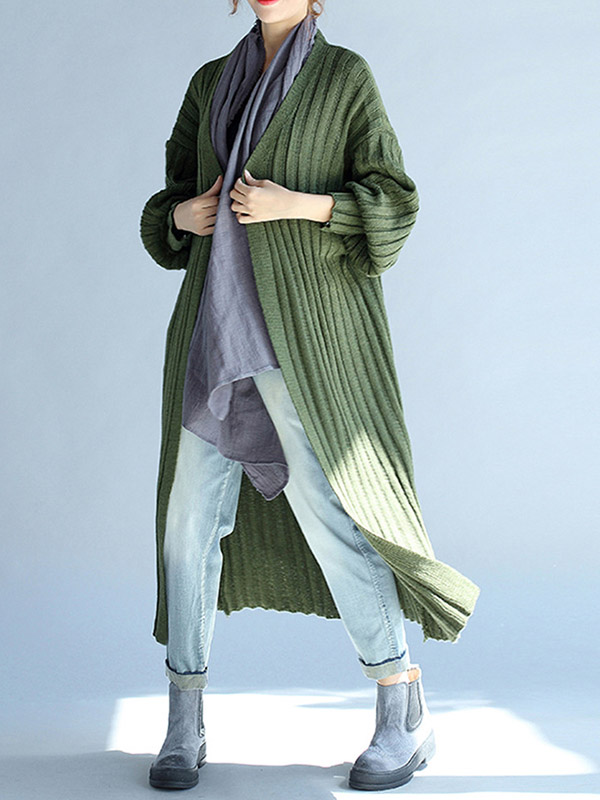 Green Maxi Knitted Cardigan