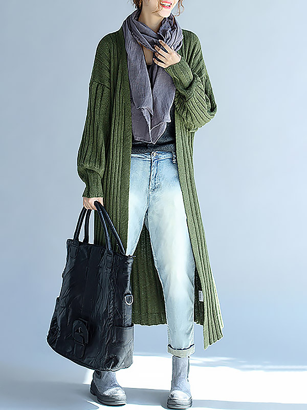 Green Maxi Knitted Cardigan