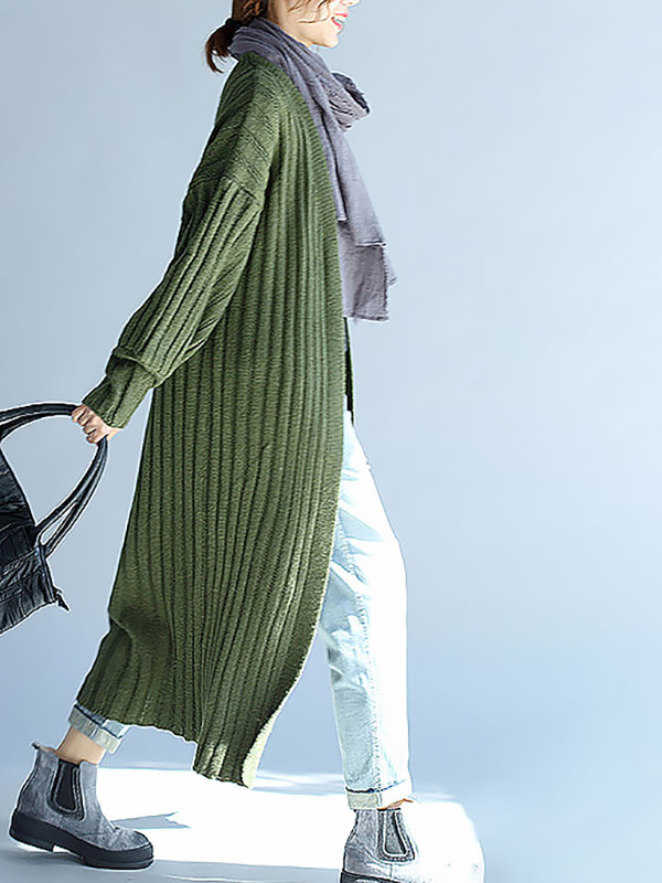 Green Maxi Knitted Cardigan