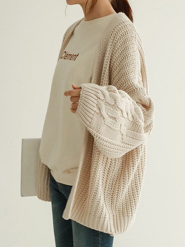 Apricot Cable Knit Cardigan