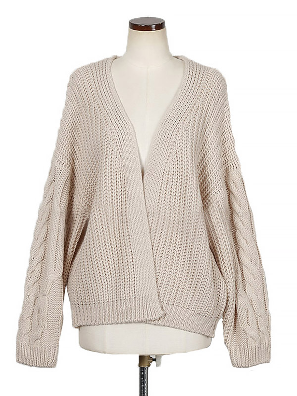 Apricot Cable Knit Cardigan