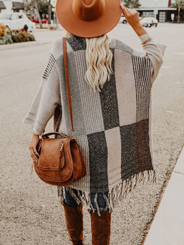 Grey Long Cardigan with Tassel