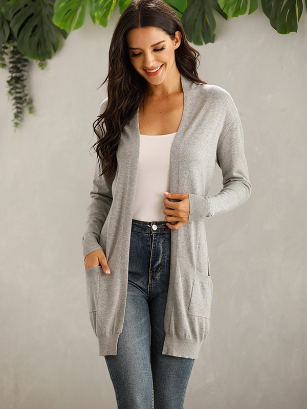 Grey V Neck Slim Fit Cardigan