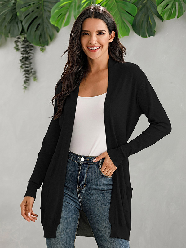 Black V Neck Slim Fit Cardigan