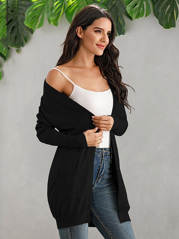 Black V Neck Slim Fit Cardigan