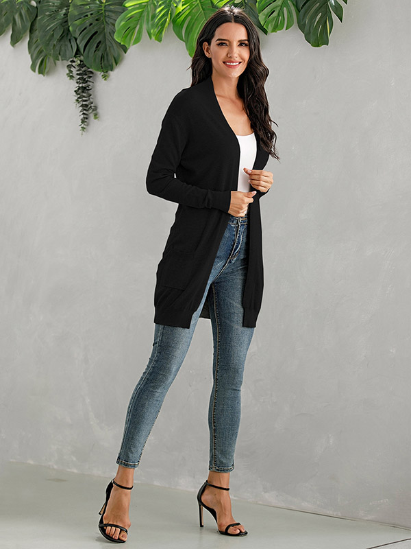 Black V Neck Slim Fit Cardigan