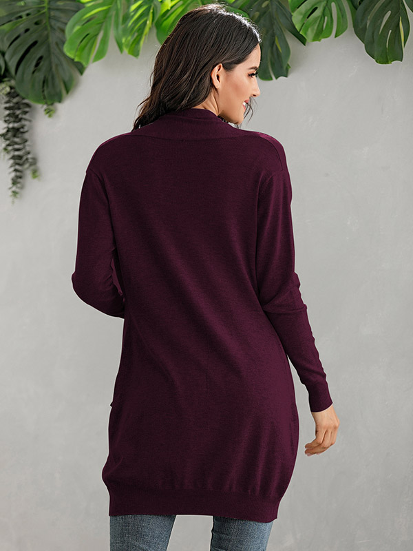 Burgundy V Neck Slim Fit Cardigan