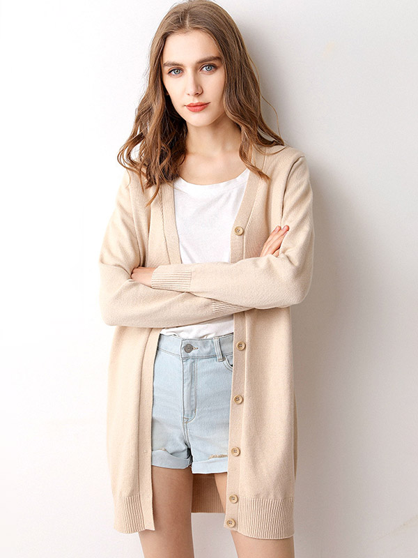 Apricot V Neck Cardigan