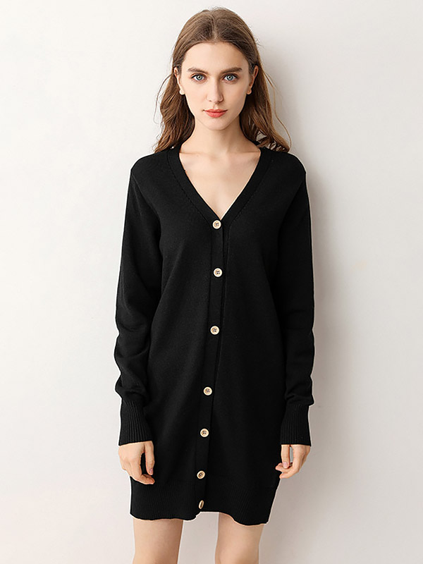 Black V Neck Cardigan