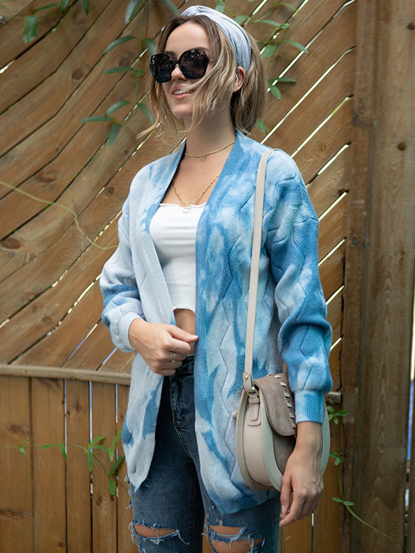 Blue Tie-dye Cardigan