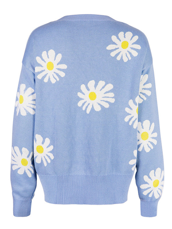 Blue Daisy Patterned Cardigan