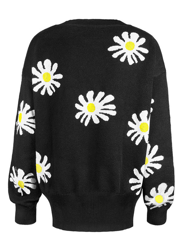 Black Daisy Patterned Cardigan