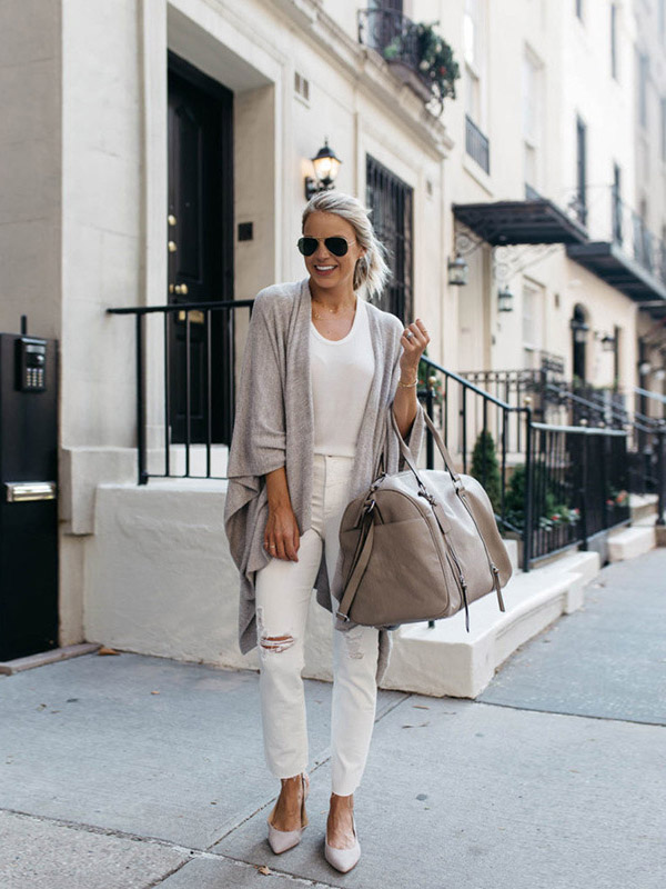 Grey Cardigan with Irregular Hem