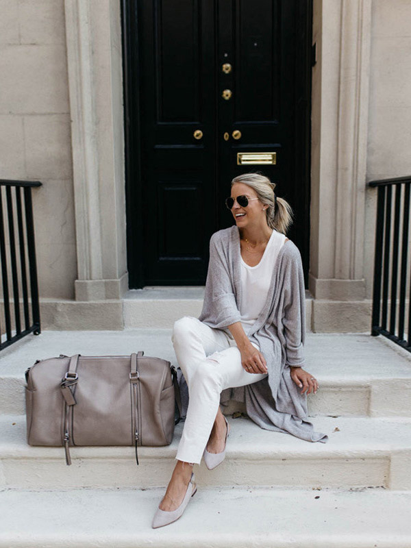 Grey Cardigan with Irregular Hem