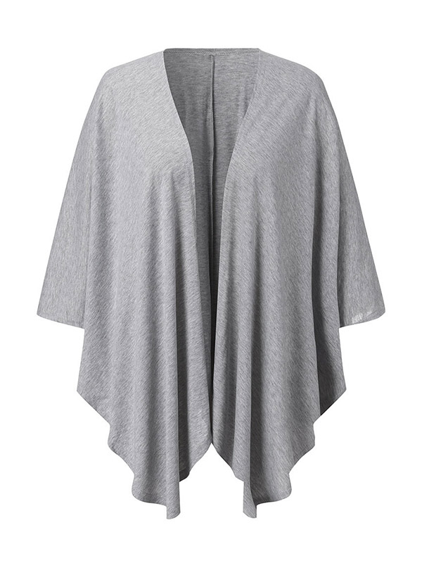 Grey Cardigan with Irregular Hem