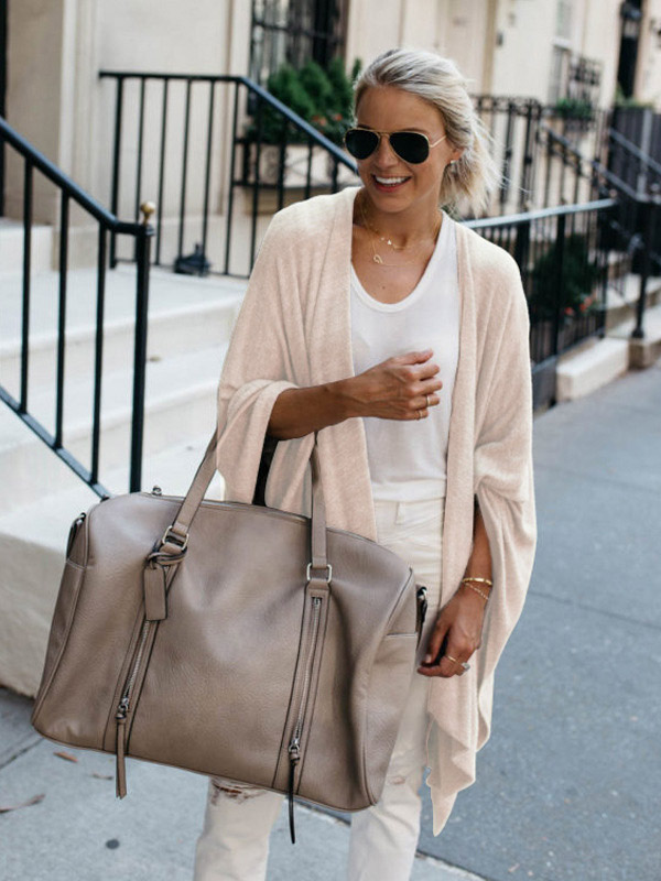 Apricot Cardigan with Irregular Hem