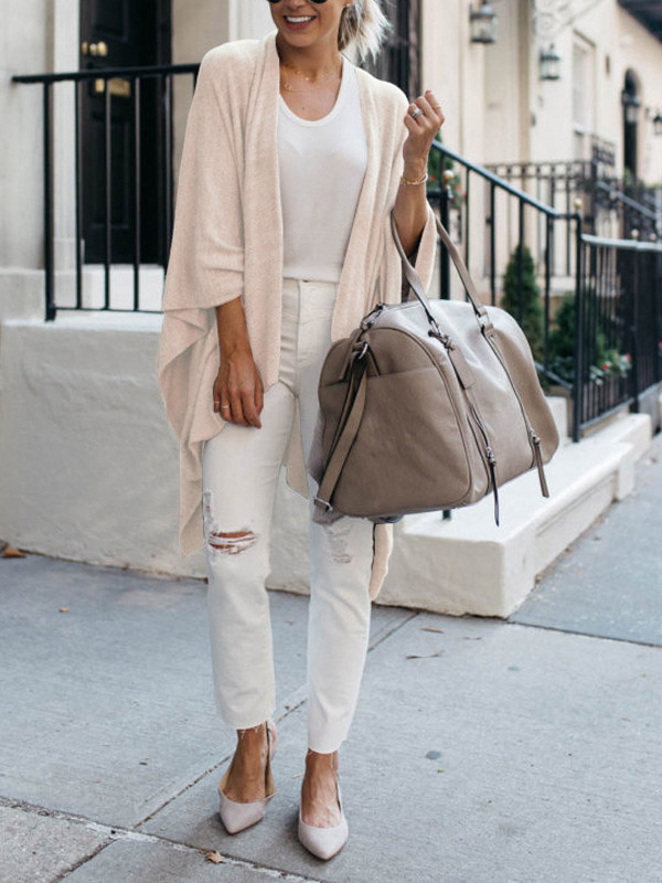 Apricot Cardigan with Irregular Hem