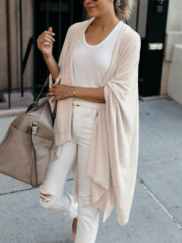 Apricot Cardigan with Irregular Hem