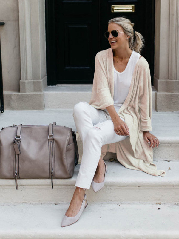 Apricot Cardigan with Irregular Hem