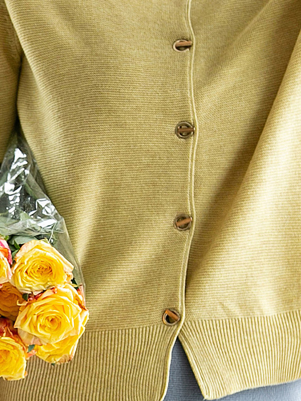 Yellow Round Neck Cardigan