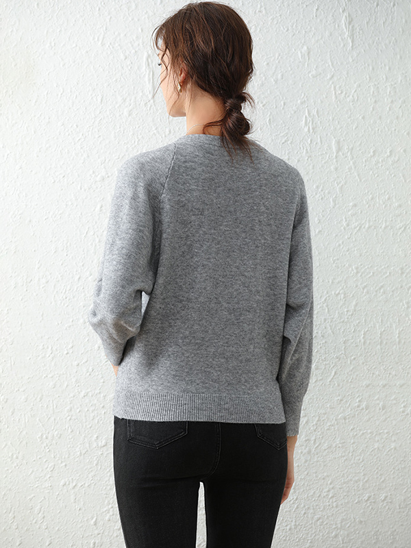 Grey Cape Sleeve Retro Button placket Knit Cardigan