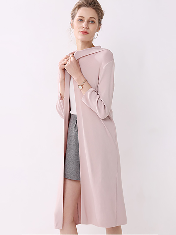 Pink Longline Fine Knit Cardigan