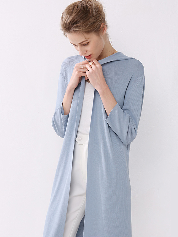 Sky blue Longline Fine Knit Cardigan