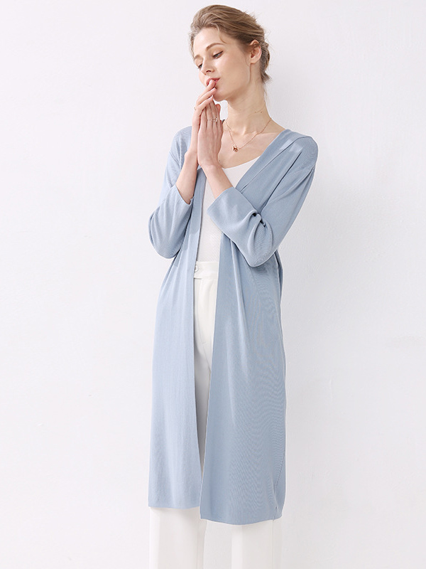 Sky blue Longline Fine Knit Cardigan