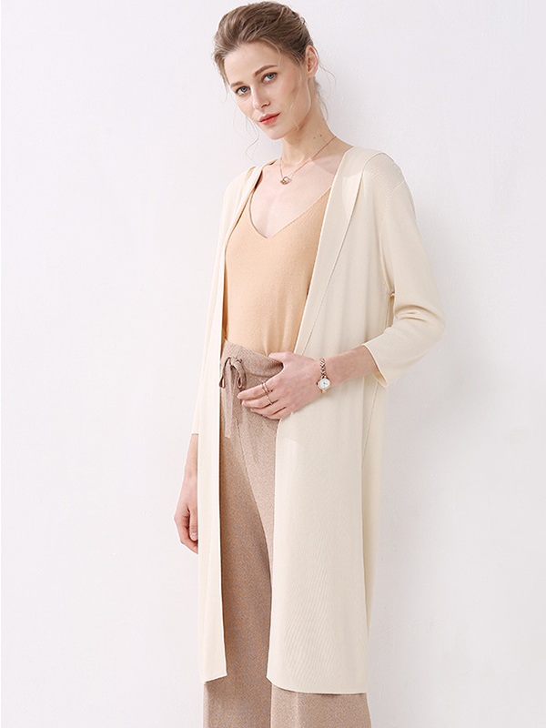 Apricot Longline Fine Knit Cardigan