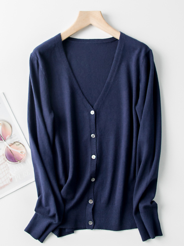 Navy Blue Texture Details Midi Knit Cardigan