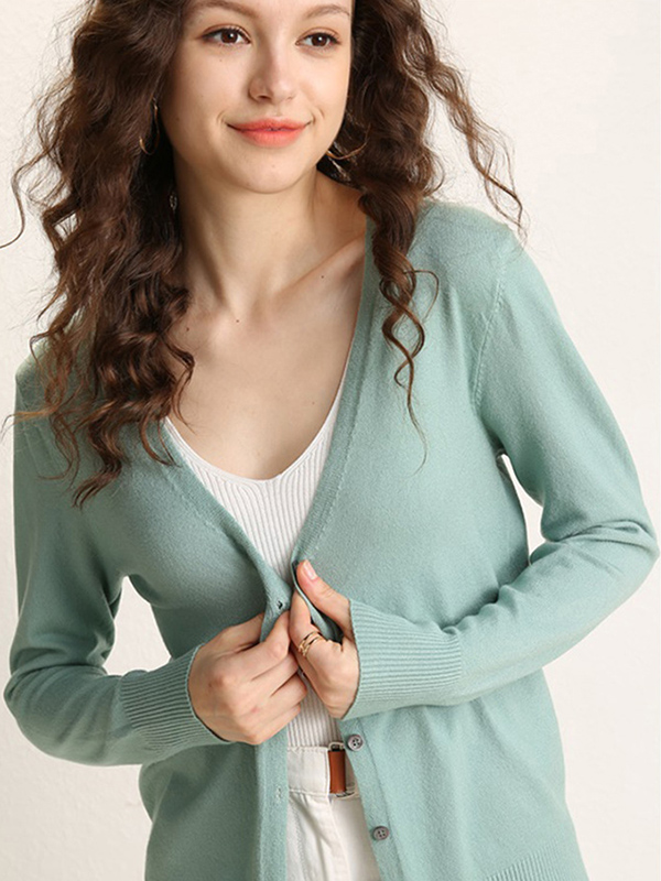 Green Texture Details Midi Knit Cardigan