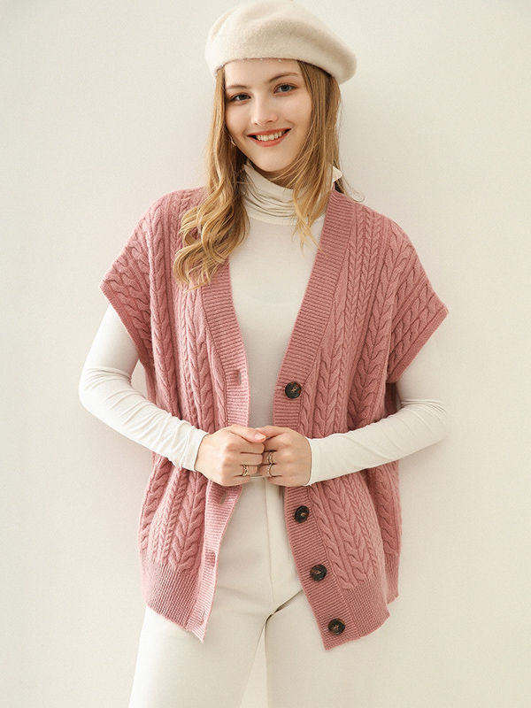 Pink Cap Sleeve Medium Knit Cardigan