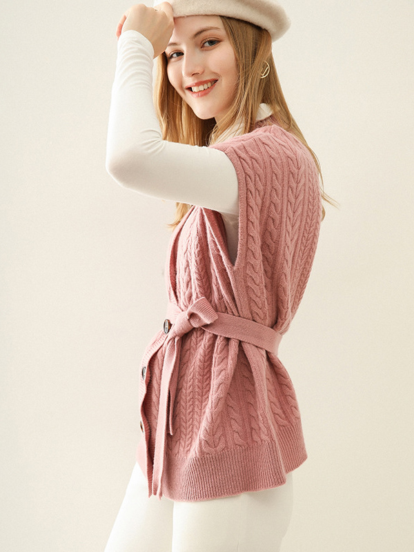 Pink Cap Sleeve Medium Knit Cardigan