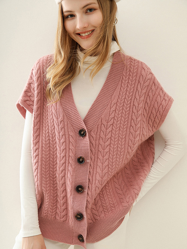 Pink Cap Sleeve Medium Knit Cardigan