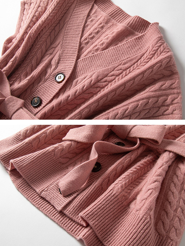 Pink Cap Sleeve Medium Knit Cardigan