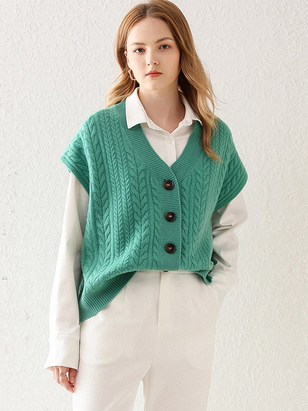 Green Cap Sleeve Medium Knit Cardigan