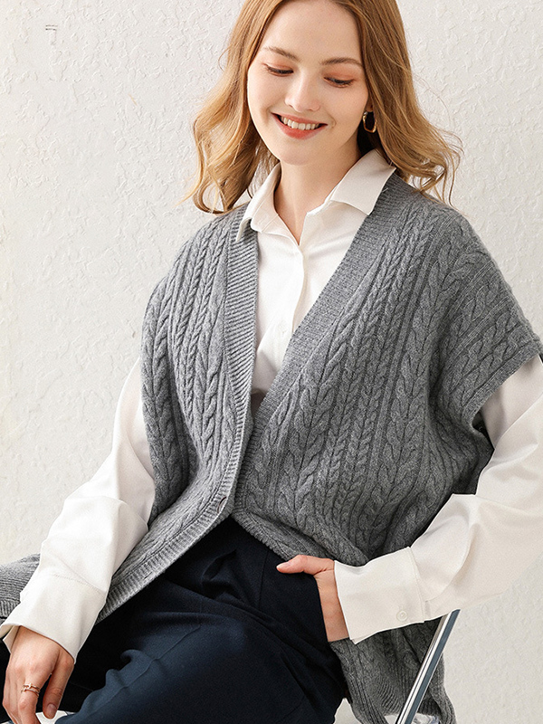 Grey Cap Sleeve Medium Knit Cardigan